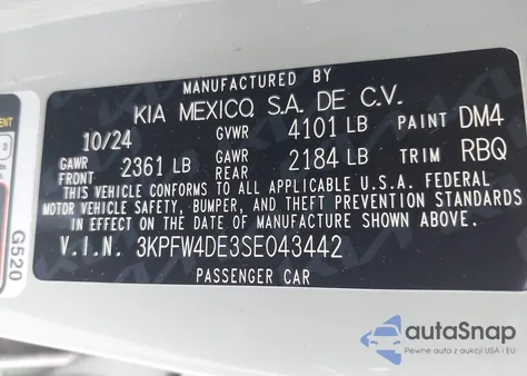 2025 Kia K4 Gt-Line from USA, damaged, VIN 3KPFW4DE3SE043442